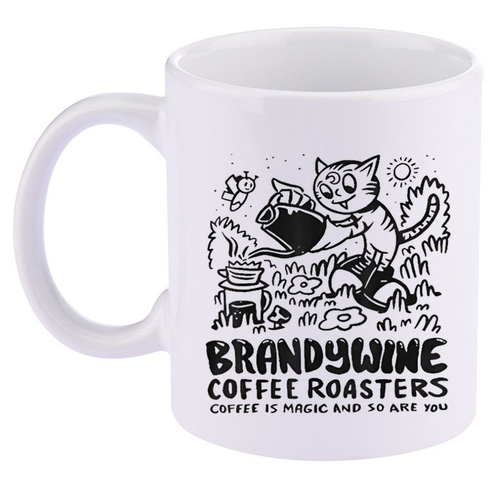 Ywine Coffee Roasters 11oz C Handle Ceramic Mug