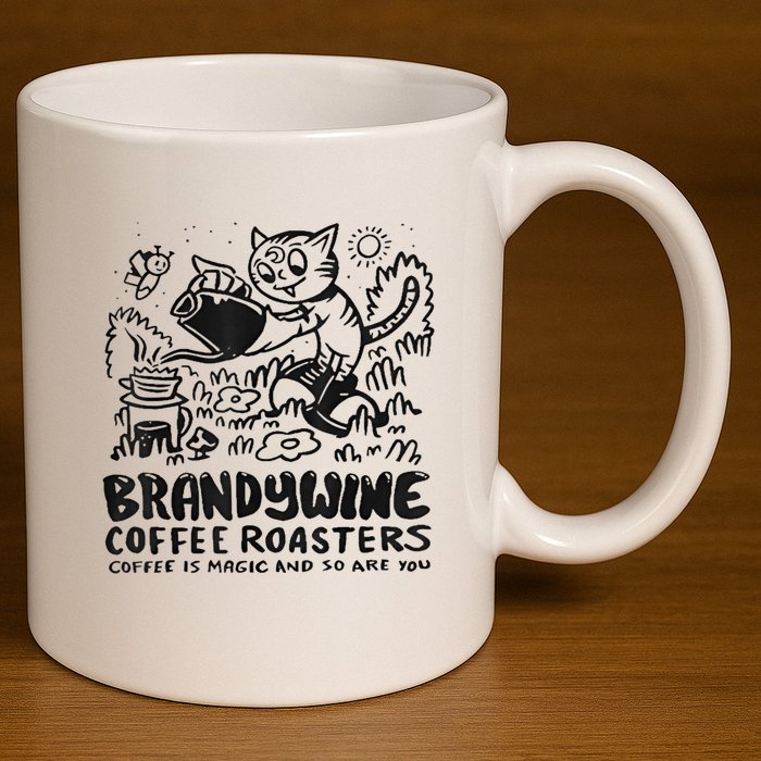 Ywine Coffee Roasters 11oz C Handle Ceramic Mug