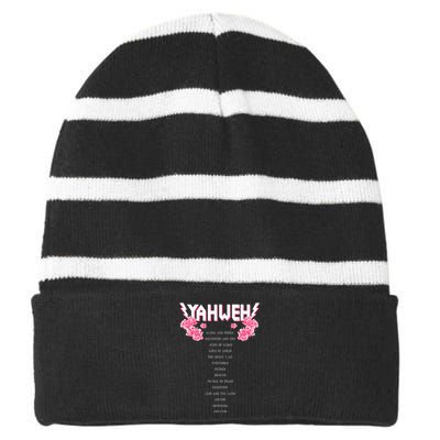 Yahweh Christian Religious Yhwh Striped Beanie with Solid Band