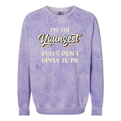 Youngest Child Rules Dont Apply To Me Funny Sibling Colorblast Crewneck Sweatshirt