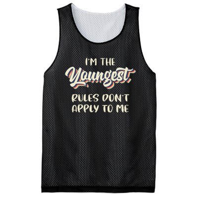 Youngest Child Rules Dont Apply To Me Funny Sibling Mesh Reversible Basketball Jersey Tank