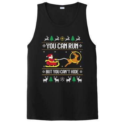 You Can Run But You Can Hide Deer Hunting Santa Claus Meaningful Gift PosiCharge Competitor Tank