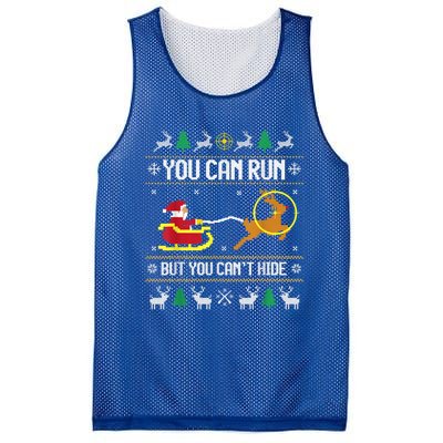 You Can Run But You Can Hide Deer Hunting Santa Claus Meaningful Gift Mesh Reversible Basketball Jersey Tank