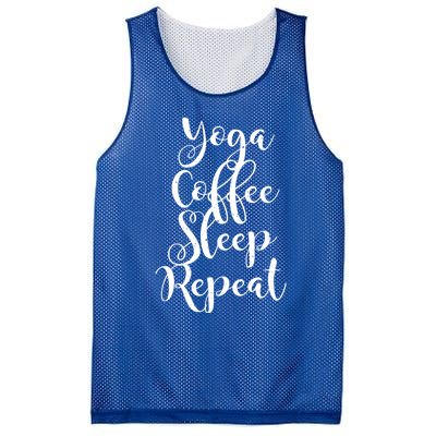 Yoga Coffee Sleep Repeat Funny Yoga Lover Gift Mesh Reversible Basketball Jersey Tank