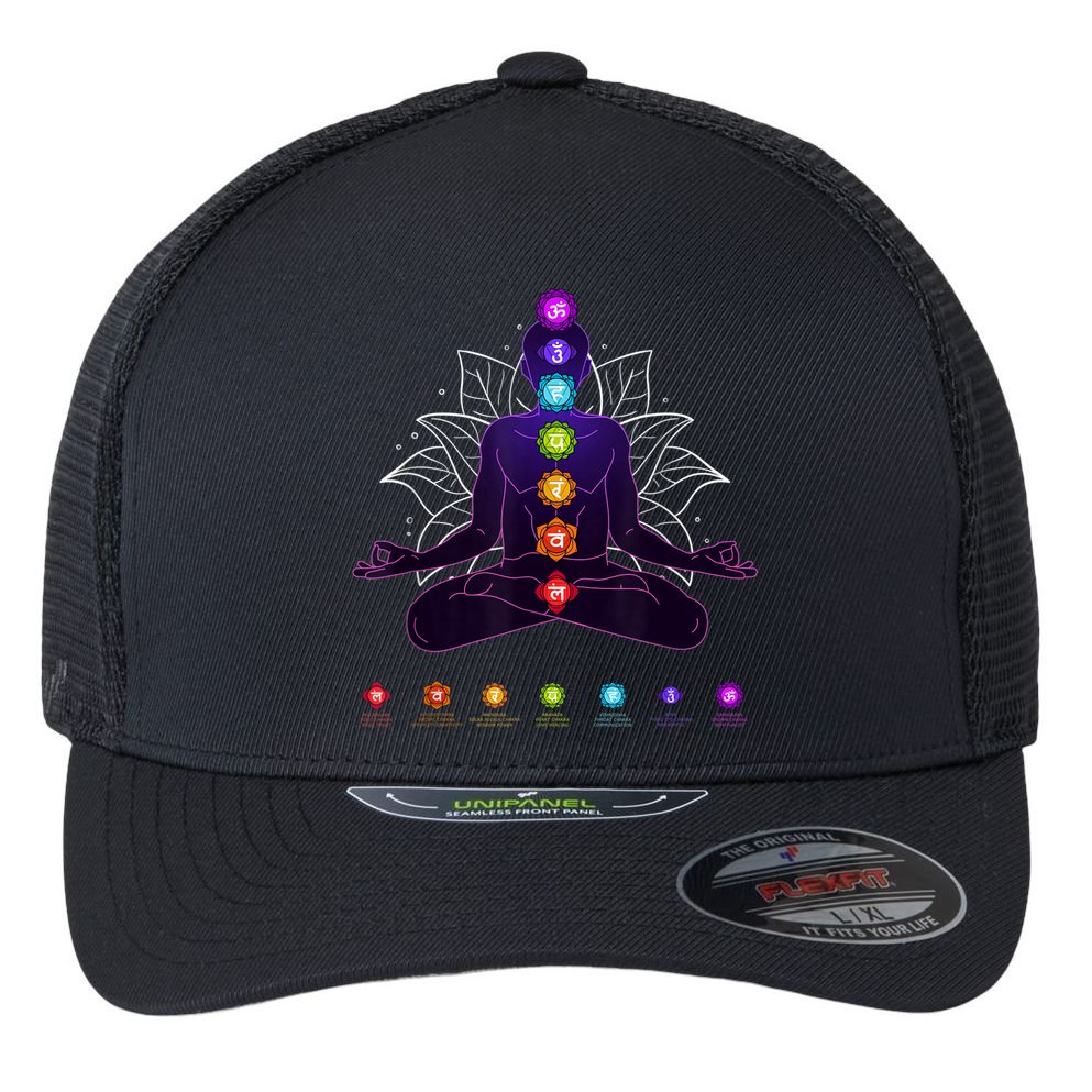 Yoga Chakra Spiritual Body System Meditation Flexfit Unipanel Trucker Cap
