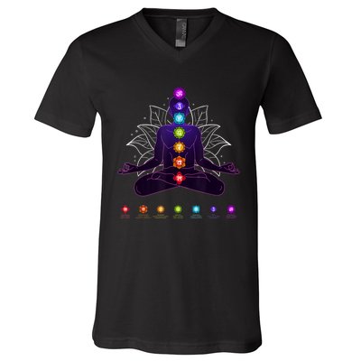 Yoga Chakra Spiritual Body System Meditation V-Neck T-Shirt