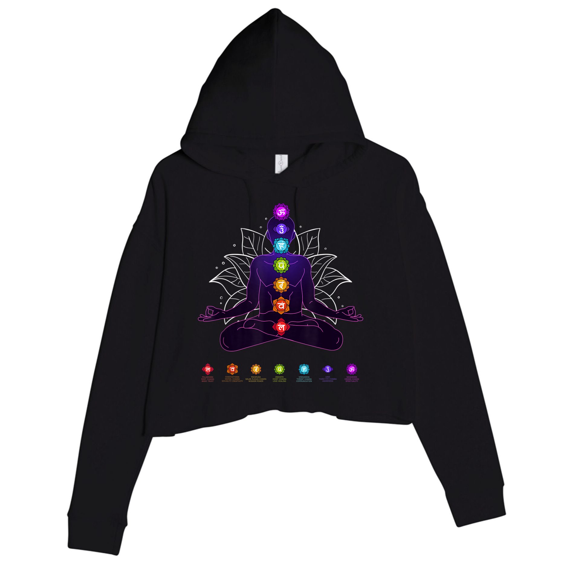 Yoga Chakra Spiritual Body System Meditation Crop Fleece Hoodie