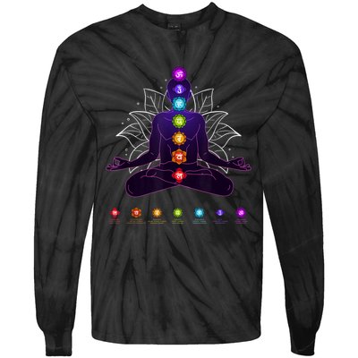 Yoga Chakra Spiritual Body System Meditation Tie-Dye Long Sleeve Shirt