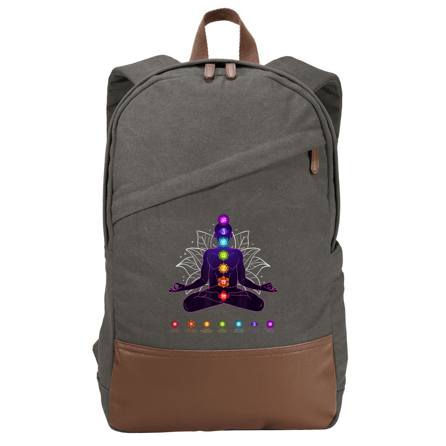 Yoga Chakra Spiritual Body System Meditation Cotton Canvas Backpack
