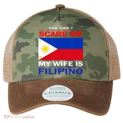 You Cant Scare Me My Wife Is Filipino Funny Husbands Legacy Tie Dye Trucker Hat