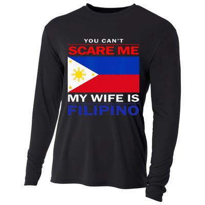 You Cant Scare Me My Wife Is Filipino Funny Husbands Cooling Performance Long Sleeve Crew