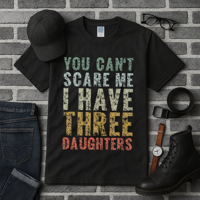 You Can't Scare Me I Have Three Daughters Dad Father Day Tall T-Shirt