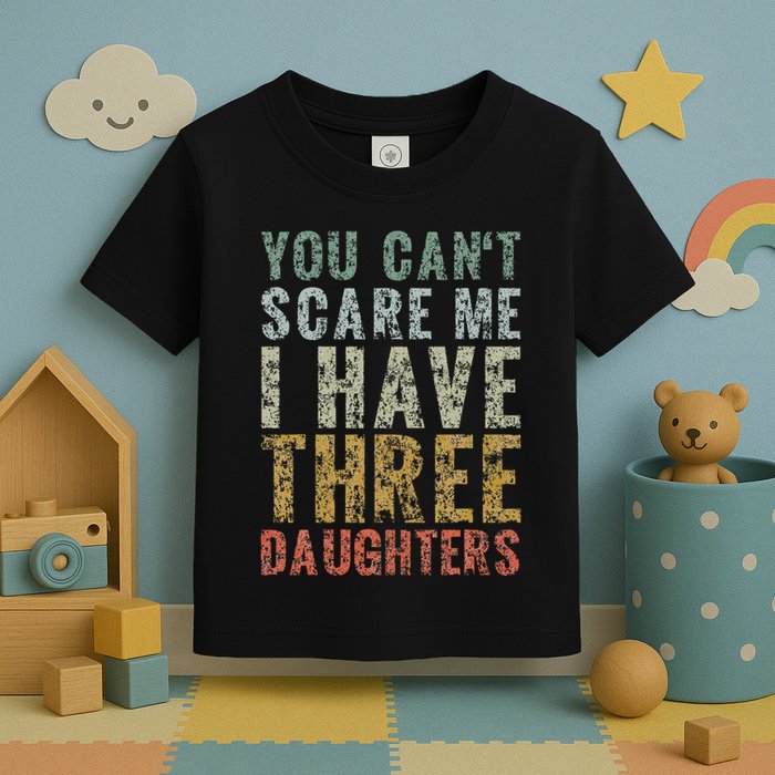 You Can't Scare Me I Have Three Daughters Dad Father Day Toddler T-Shirt