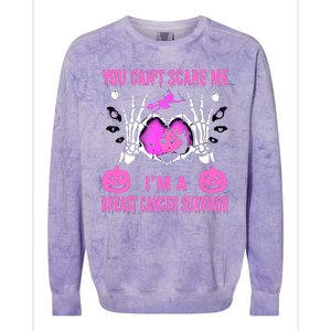 You Cant Scare Me Im A Breast Cancer Survivor Halloween Colorblast Crewneck Sweatshirt