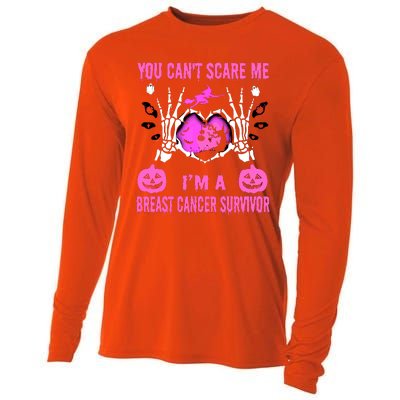 You Cant Scare Me Im A Breast Cancer Survivor Halloween Cooling Performance Long Sleeve Crew