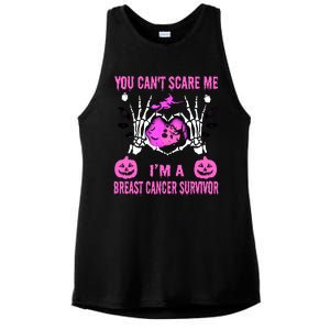 You Cant Scare Me Im A Breast Cancer Survivor Halloween Ladies PosiCharge Tri-Blend Wicking Tank