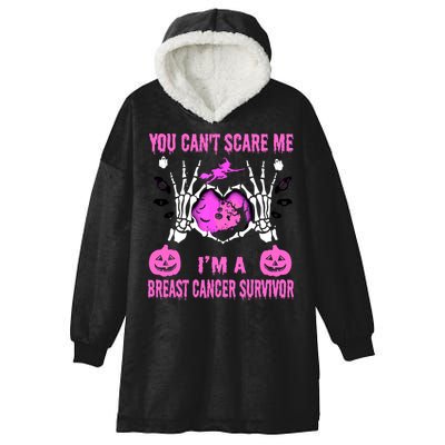 You Cant Scare Me Im A Breast Cancer Survivor Halloween Hooded Wearable Blanket