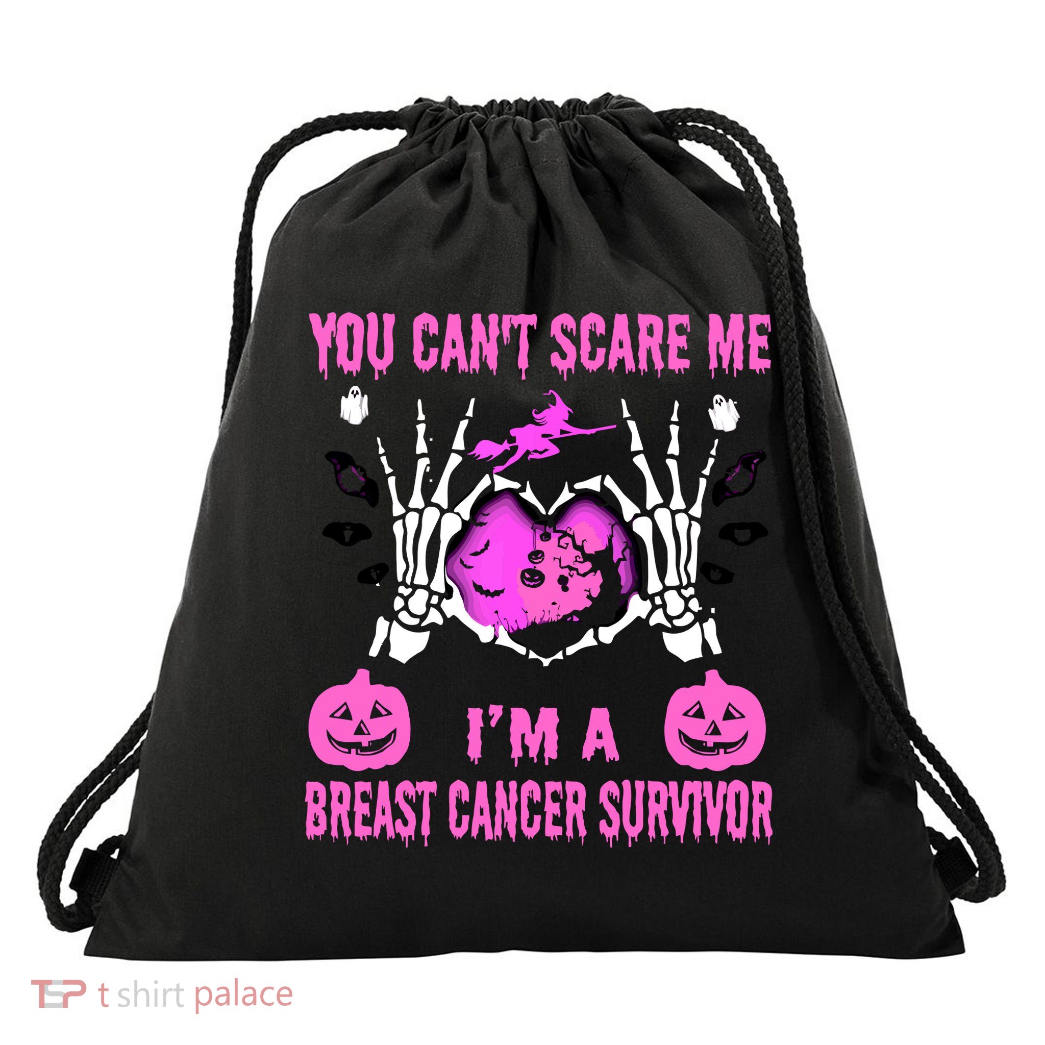 You Cant Scare Me Im A Breast Cancer Survivor Halloween Drawstring Bag