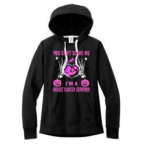 You Cant Scare Me Im A Breast Cancer Survivor Halloween Women's Fleece Hoodie