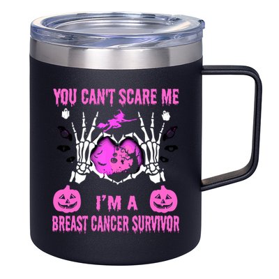 You Cant Scare Me Im A Breast Cancer Survivor Halloween 12oz Stainless Steel Coffee Mug