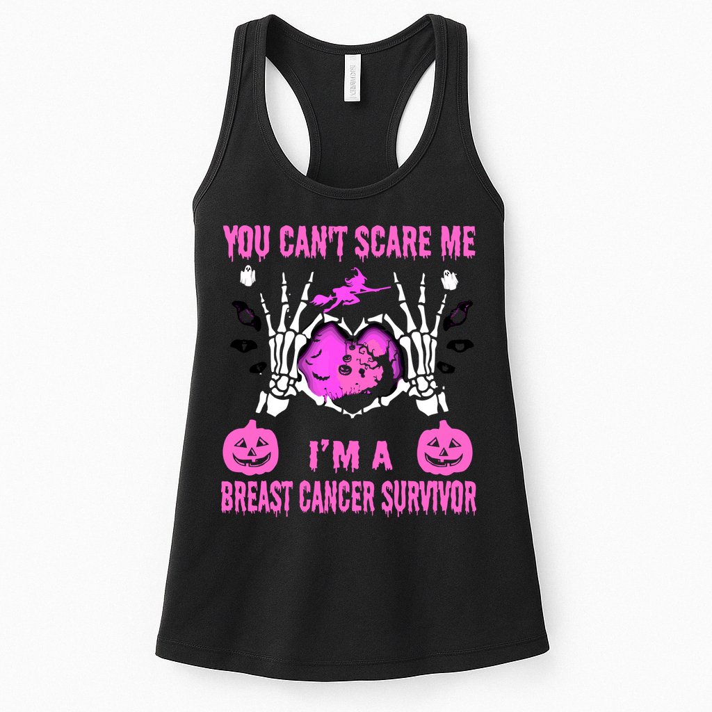 You Cant Scare Me Im A Breast Cancer Survivor Halloween Womens Tank Top