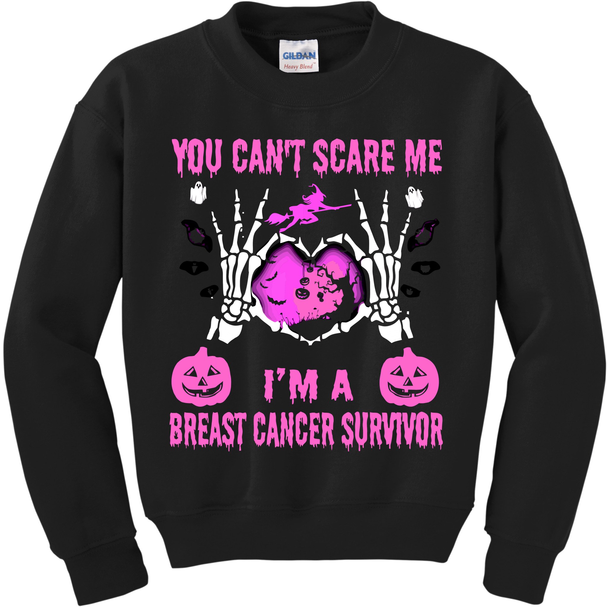 You Cant Scare Me Im A Breast Cancer Survivor Halloween Kids Sweatshirt