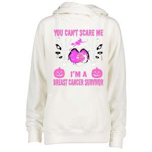 You Cant Scare Me Im A Breast Cancer Survivor Halloween Womens Funnel Neck Pullover Hood