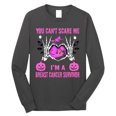 You Cant Scare Me Im A Breast Cancer Survivor Halloween Long Sleeve Shirt