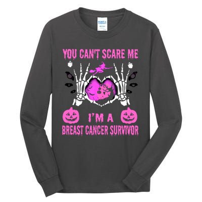 You Cant Scare Me Im A Breast Cancer Survivor Halloween Tall Long Sleeve T-Shirt