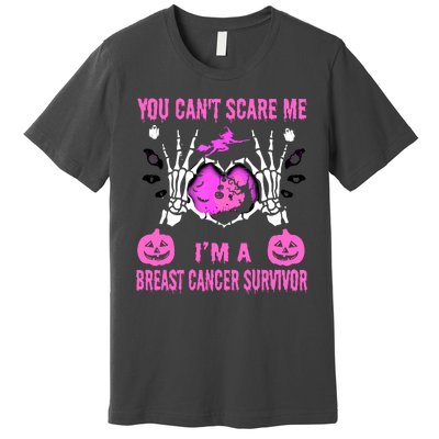 You Cant Scare Me Im A Breast Cancer Survivor Halloween Premium T-Shirt