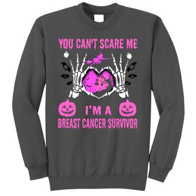 You Cant Scare Me Im A Breast Cancer Survivor Halloween Tall Sweatshirt