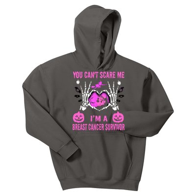 You Cant Scare Me Im A Breast Cancer Survivor Halloween Kids Hoodie