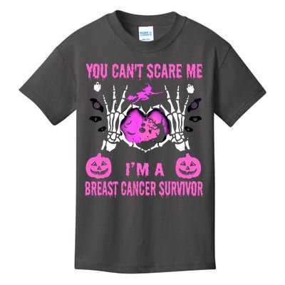 You Cant Scare Me Im A Breast Cancer Survivor Halloween Kids T-Shirt