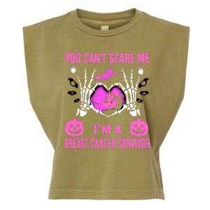 You Cant Scare Me Im A Breast Cancer Survivor Halloween Garment-Dyed Women's Muscle Tee