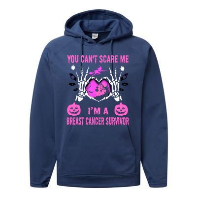 You Cant Scare Me Im A Breast Cancer Survivor Halloween Performance Fleece Hoodie