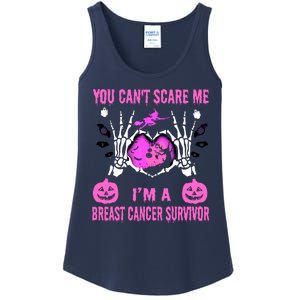 You Cant Scare Me Im A Breast Cancer Survivor Halloween Ladies Essential Tank