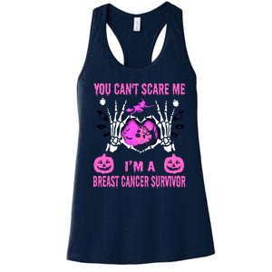 You Cant Scare Me Im A Breast Cancer Survivor Halloween Women's Racerback Tank