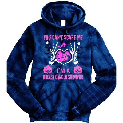 You Cant Scare Me Im A Breast Cancer Survivor Halloween Tie Dye Hoodie