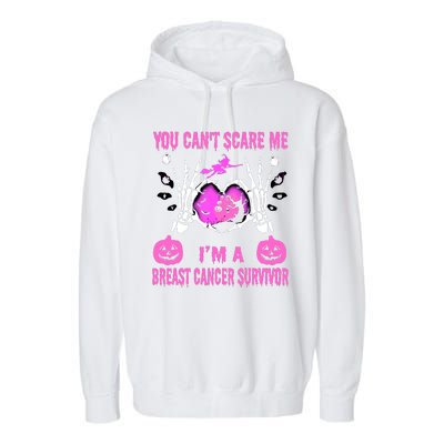 You Cant Scare Me Im A Breast Cancer Survivor Halloween Garment-Dyed Fleece Hoodie