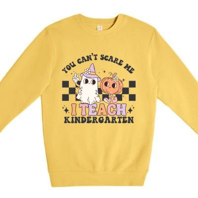 You Cant Scare Me I Teach Kindergarten Retro Halloween Ghost Gift Premium Crewneck Sweatshirt