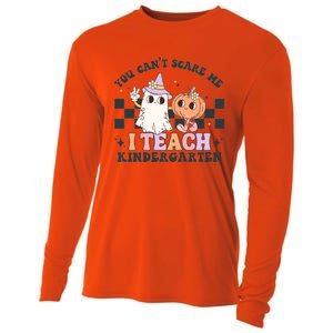 You Cant Scare Me I Teach Kindergarten Retro Halloween Ghost Gift Cooling Performance Long Sleeve Crew