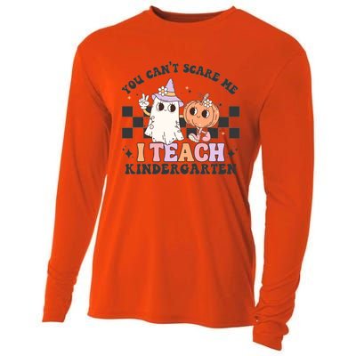 You Cant Scare Me I Teach Kindergarten Retro Halloween Ghost Gift Cooling Performance Long Sleeve Crew