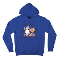 You Cant Scare Me I Teach Kindergarten Retro Halloween Ghost Gift Hoodie