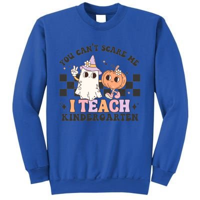 You Cant Scare Me I Teach Kindergarten Retro Halloween Ghost Gift Sweatshirt