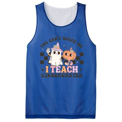 You Cant Scare Me I Teach Kindergarten Retro Halloween Ghost Gift Mesh Reversible Basketball Jersey Tank