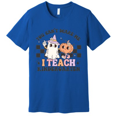 You Cant Scare Me I Teach Kindergarten Retro Halloween Ghost Gift Premium T-Shirt