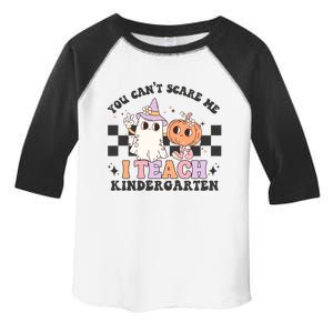 You Cant Scare Me I Teach Kindergarten Retro Halloween Ghost Gift Toddler Fine Jersey T-Shirt