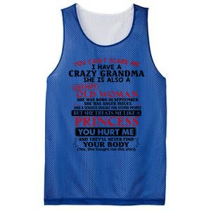 You Can't Scare Me I Have A Crazy Grandma September Grandma Gift Mesh Reversible Basketball Jersey Tank