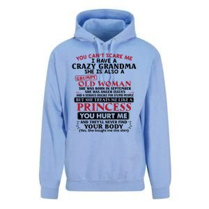 You Can't Scare Me I Have A Crazy Grandma September Grandma Gift Unisex Surf Hoodie