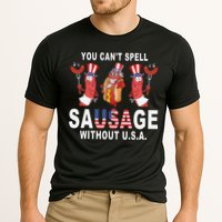 You Cant Spell Sausage Without USA 4th of July American Flag Cooling Performance Crew T-Shirt